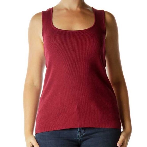 Ellen Tracy Tops - Ellen Tracy Burgundy Knit Tank Top